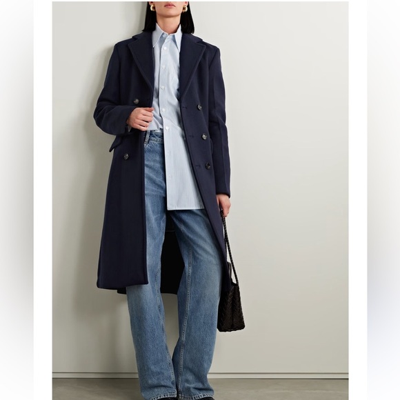 1960s Butte Knit Double Breasted Wool Blend Long Peacoat - Picture 5 of 16